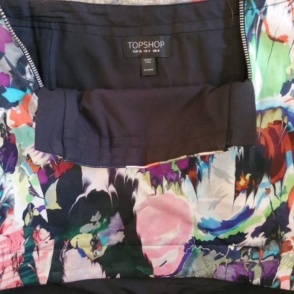 Topshop Hi Low Abstract Graphic Mini Skirt 4 - Picture 2 of 5